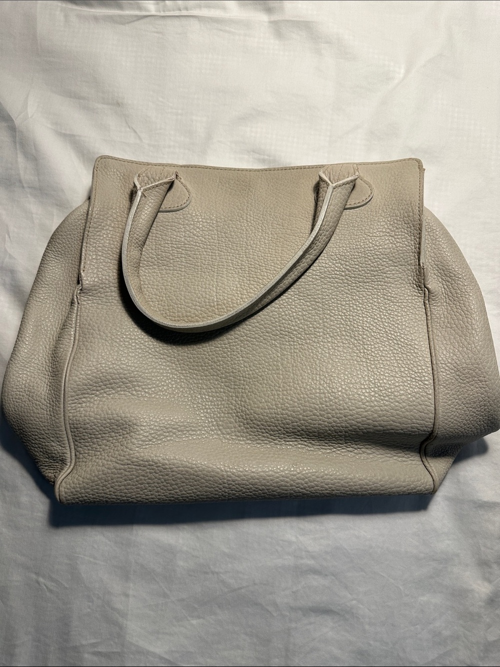 Barney’s New York Women's Pebbled Leather Tote Bag in Light Taupe